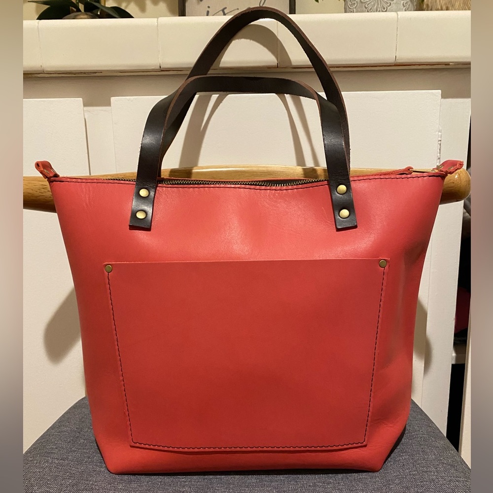 NEW Portland Leather Goods Medium Zip Tote and Utility Bag Bundle in Tulip π·π· - Picture 2 of 13